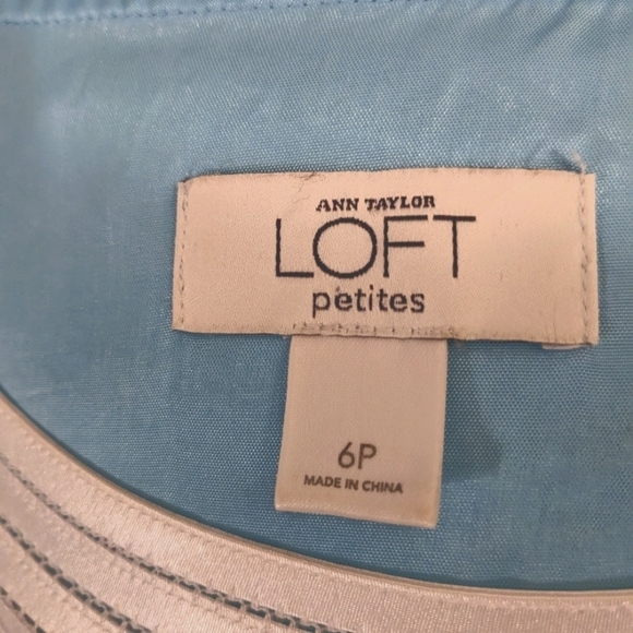 Ann Taylor Loft Blue Floral Shift Midi Dress - Picture 6 of 6